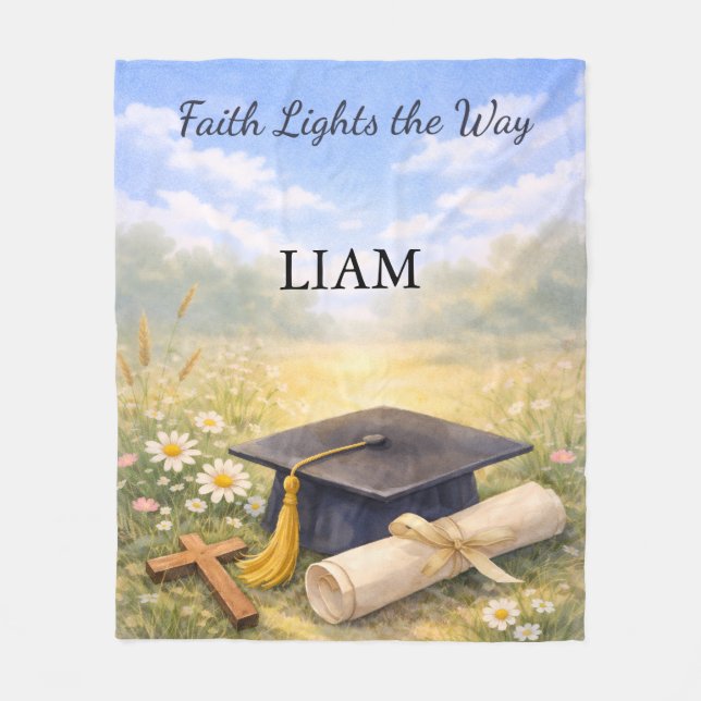 Nephew Graduation Personalized Christian Gift Fleece Blanket (Front)