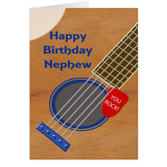 Nephew Guitar Player Birthday Cards (Front)