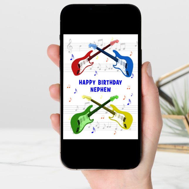 Nephew Guitars Birthday Card (Front Digital)