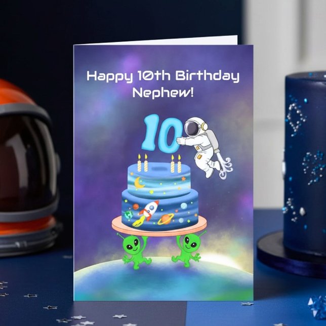Nephew Happy 10th Birthday Astronaut  Card (Creator Uploaded)