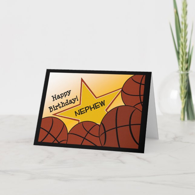 Nephew - Happy Birthday Basketball Loving Nephew Card (Front)