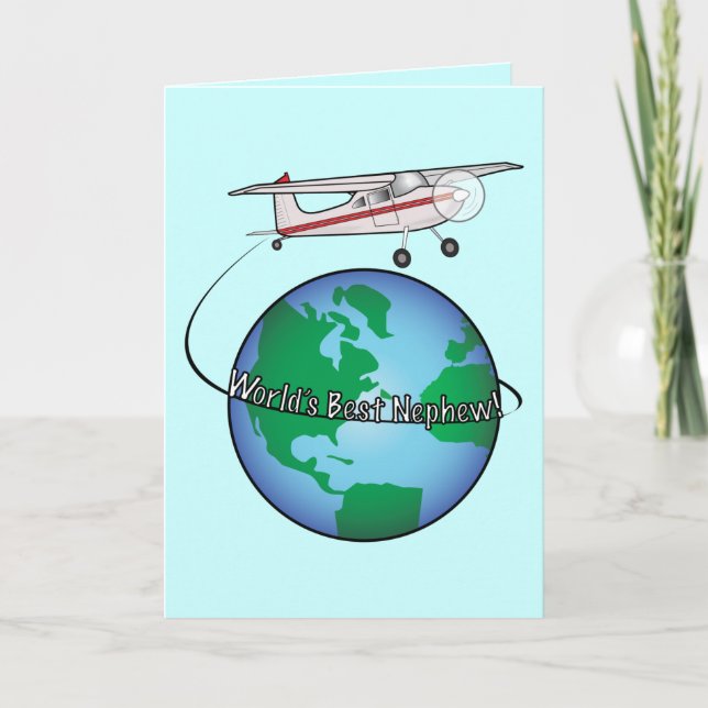 Nephew Happy Birthday with Airplane Card (Front)