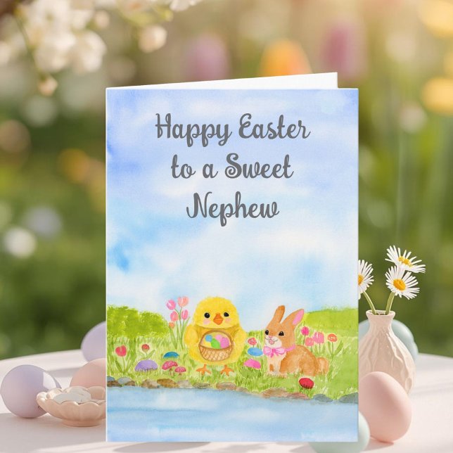 Nephew Happy Easter Baby Chick  Card (Creator Uploaded)