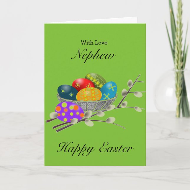 Nephew / Happy Easter / Egg Hunt / Easter Basket Holiday Card (Front)