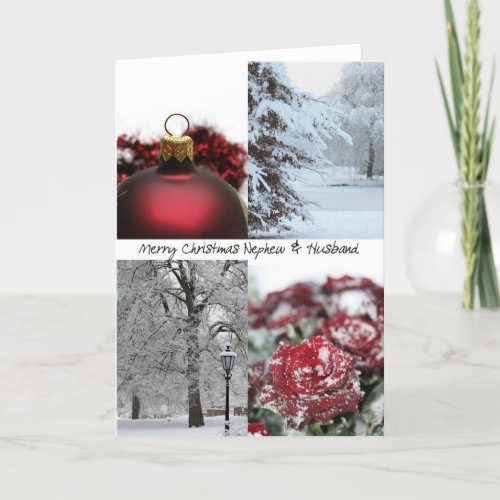 Nephew  Husband Christmas Red Winter collage Holiday Card