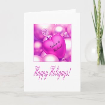 Nephew & Husband - Pink Happy Holigays Card by studioportosabbia at Zazzle