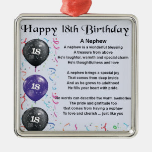 Nephew Poem  -  18th Birthday Metal Ornament