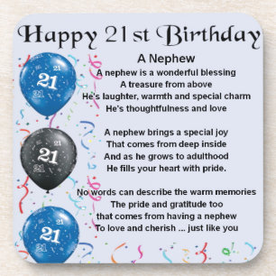 Nephew Poem  -  21st Birthday Beverage Coaster