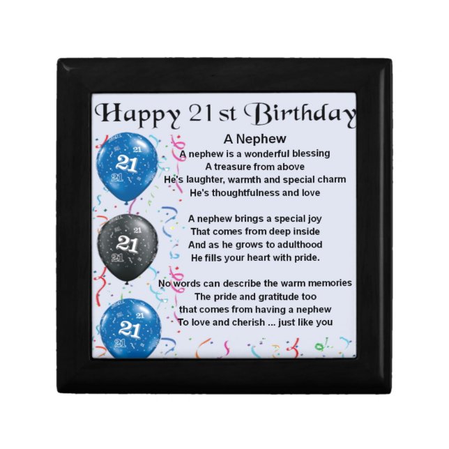 Nephew Poem  -  21st Birthday Jewelry Box (Front)