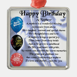 Nephew Poem - Happy Birthday Metal Ornament