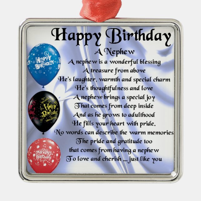 Nephew Poem - Happy Birthday Metal Ornament (Front)