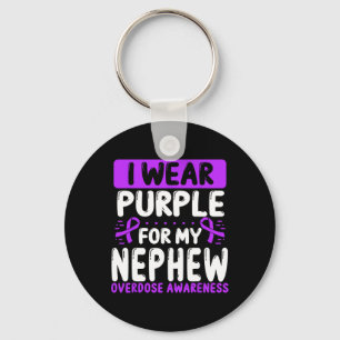 Nephew Purple Ribbon Aunt Uncle Overdose Awareness Keychain