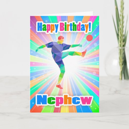 Nephew, Soccer Player Birthday Colorful Abstract