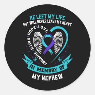 Nephew Suicide Awareness Prevention Memorial Graph Classic Round Sticker