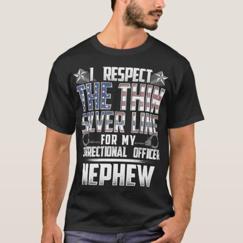 Nephew Thin Silver Line Correctional Officer T_Shirt