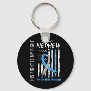 Nephew Type One Diabetes Awareness American Flag B Keychain