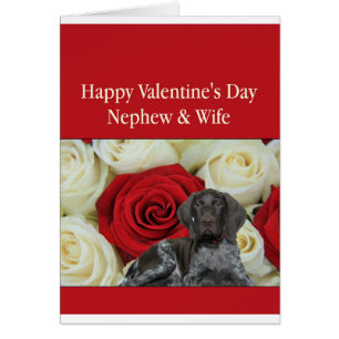 Nephew & Wife Glossy Grizzly Valentine Puppy Love Cards