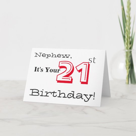 Nephew's 21st birthday greeting in red and black. card | Zazzle.com