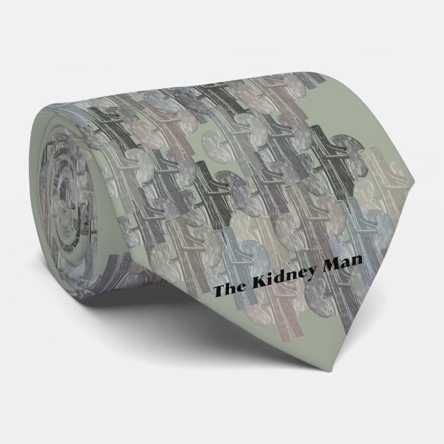 Nephrologist Artsy Human Kidney Design green shade Neck Tie (Rolled)