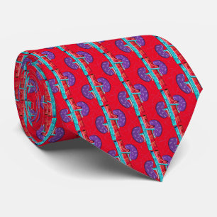 Nephrologist Artsy lll Kidney Design Red #5 Neck Tie