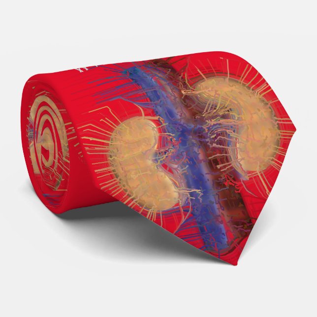 Nephrologist Artsy lll Kidney Design Red Neck Tie (Rolled)