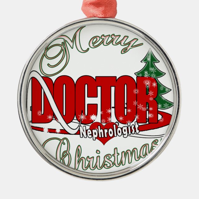 NEPHROLOGIST DOCTOR CHRISTMAS METAL ORNAMENT (Front)