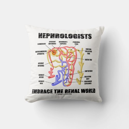 Nephrologists Embrace The Renal World Nephron Throw Pillow