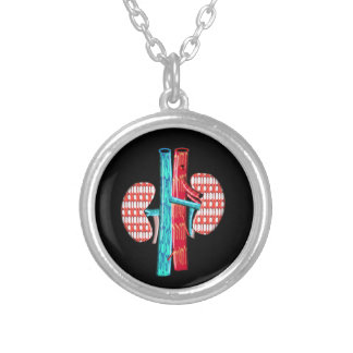 Nephrology Artsy Kidney Design Silver Plated Necklace