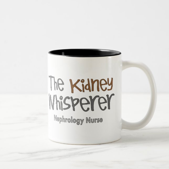Nephrology Nurse Gifts "The Kidney Whisperer" Two-Tone Coffee Mug (Right)