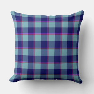 Neptune and Gulf Blue Plaid Throw Pillow