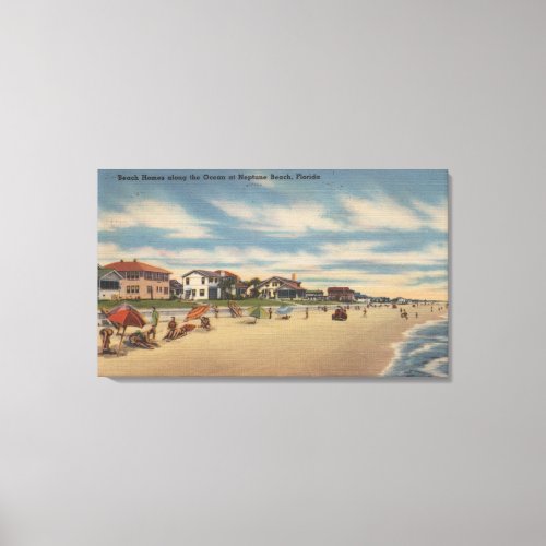 Neptune Beach FL _ View of Ocean Front Homes Canvas Print