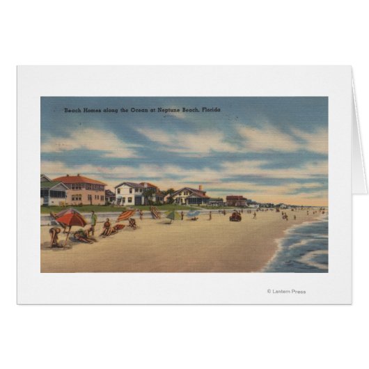 Neptune Beach, FL - View of Ocean Front Homes Cards (Front Horizontal)