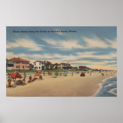 Neptune Beach FL _ View of Ocean Front Homes Poster