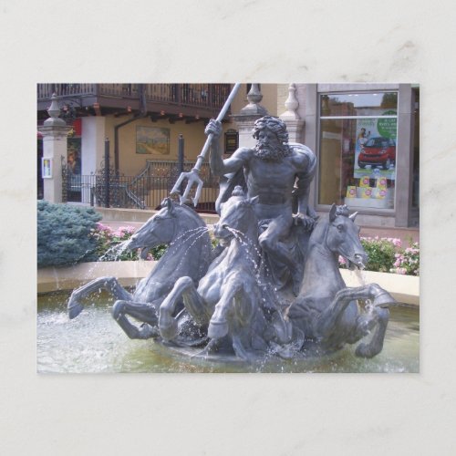 Neptune Fountain in Kansas City Postcard