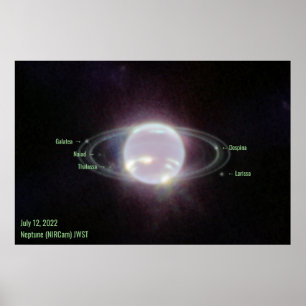 Neptune James Webb Photo NIRCam Image Green Text Poster