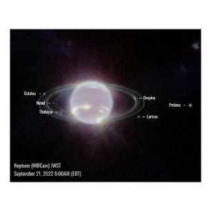 Neptune NIRCam Labeled Photo James Webb Telescope Poster
