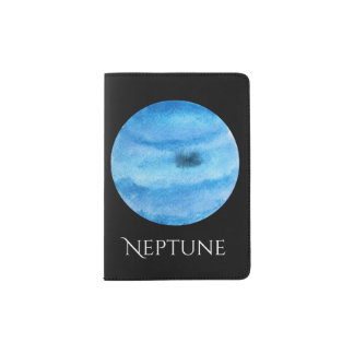 Neptune Planet Watercolor Passport Cover