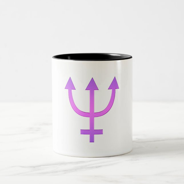 Neptune Planetary Symbol Astrology Zodiac Pisces Two-Tone Coffee Mug (Center)