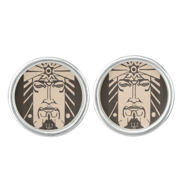 Neptune Poseidon God of Sea Greek Mythology Cufflinks (Front)