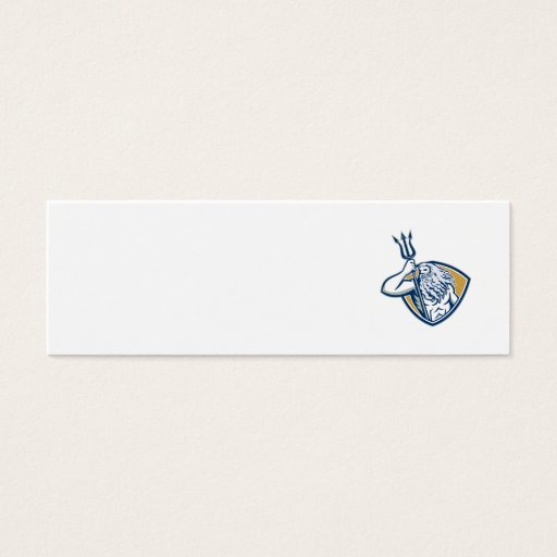 Customizable Neptune Poseidon Trident Shield Retro Business Card