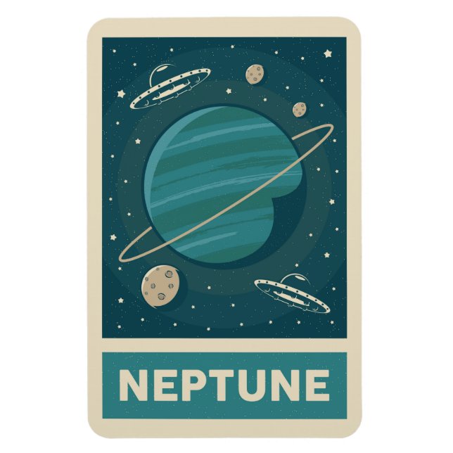 Neptune Retro Galaxy UFO Magnet (Vertical)