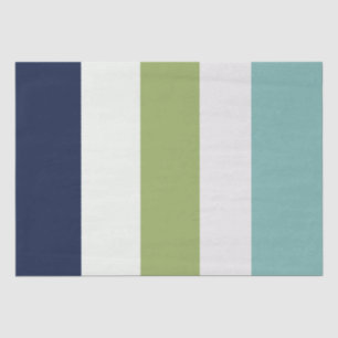 Neptune, Seashell, Green and Navy Stripes Tissue Paper
