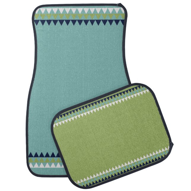 Neptune, Seashell, Green and Navy triangles   Car Floor Mat (Set)