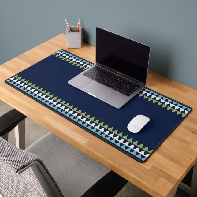 Neptune, Seashell, Green and Navy triangles   Desk Mat (Office 2)