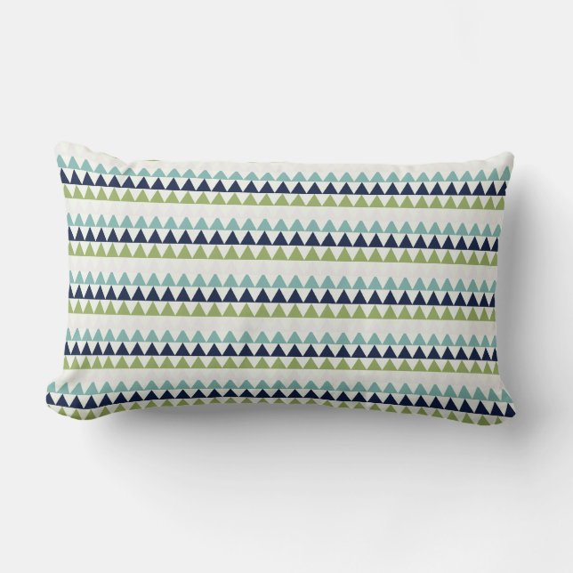 Neptune, Seashell, Green and Navy triangles   Lumbar Pillow (Front)
