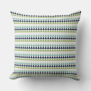 Neptune, Seashell, Green and Navy triangles Throw Pillow