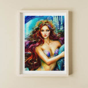 Neptune's Daughter Fantasy Mermaid Art Poster