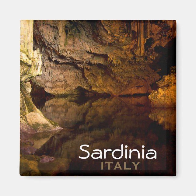 Neptune's Grotto, 'Sardinia, Italy' text magnet (Front)