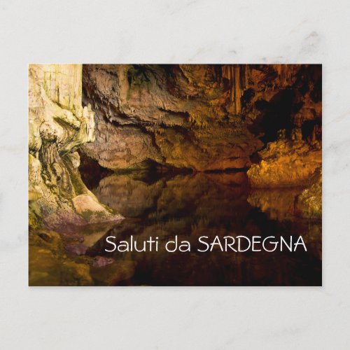 Neptunes Grotto Sardinia text postcard