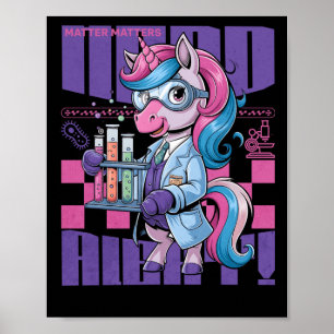 Nerd Alert - S - Cute Unicorn Scientist Sticker Poster